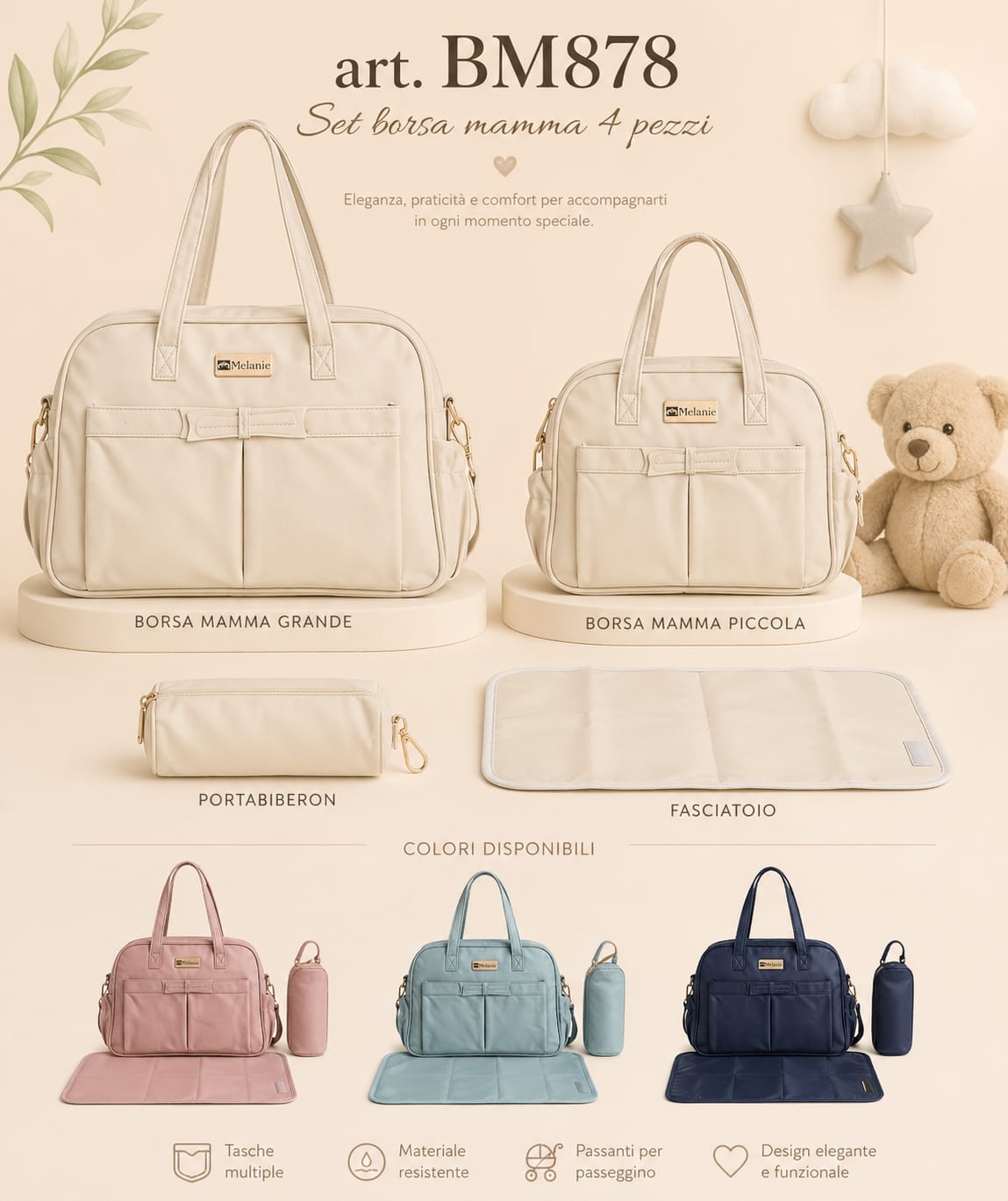 Set borsa mamma in ecopelle