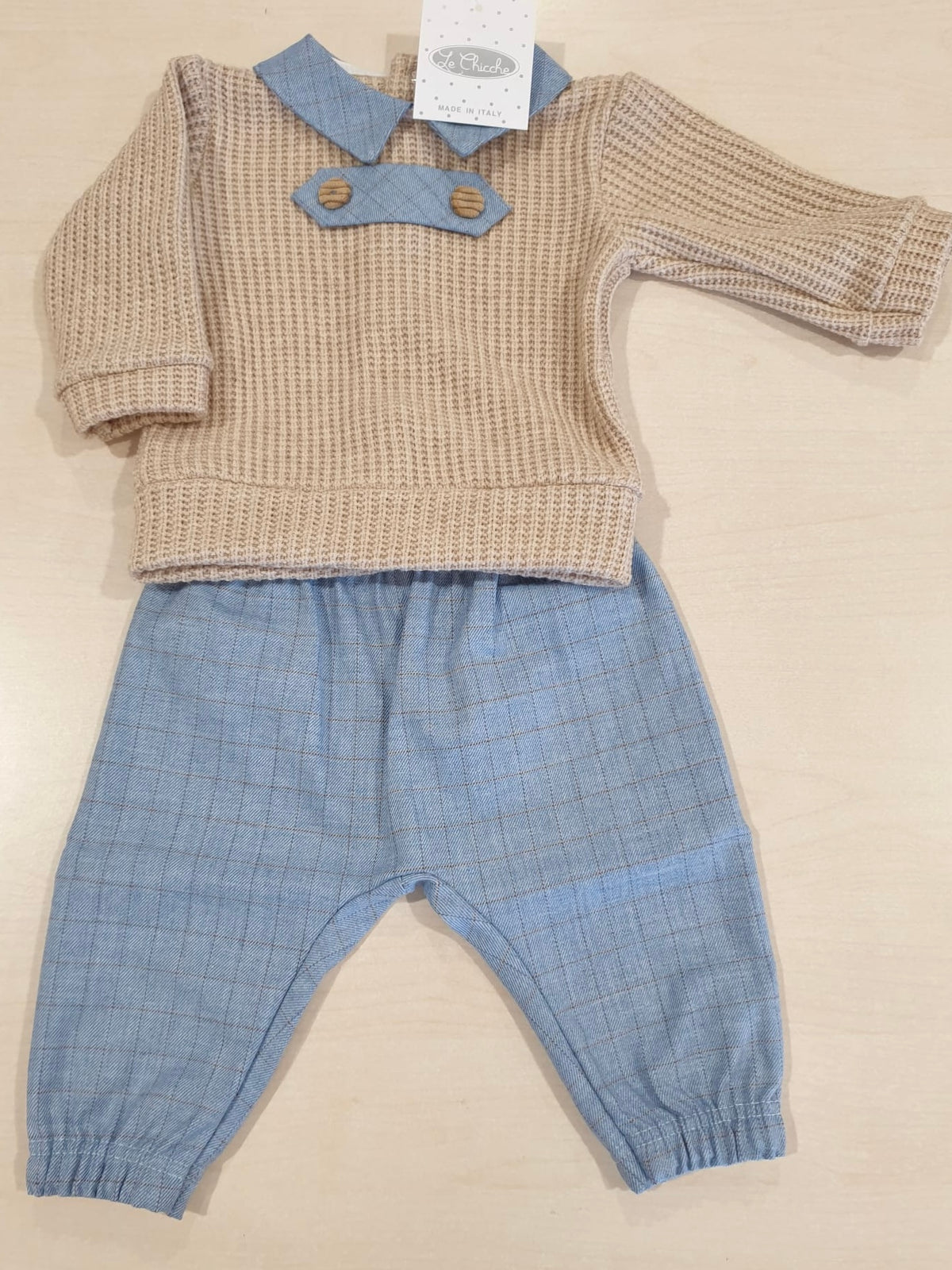 Completino due pezzi in ciniglia neonato