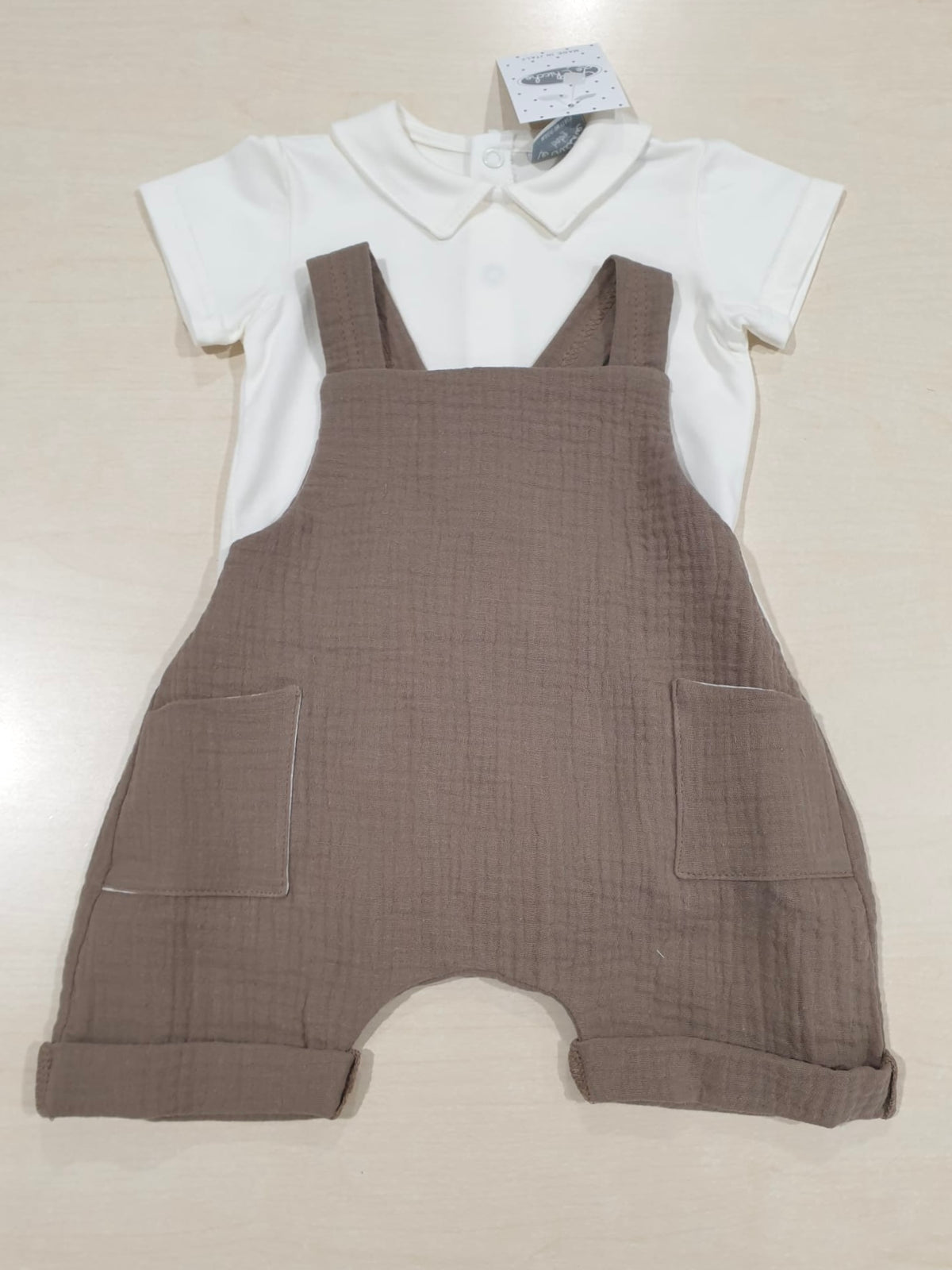 Salopette con polo in cotone