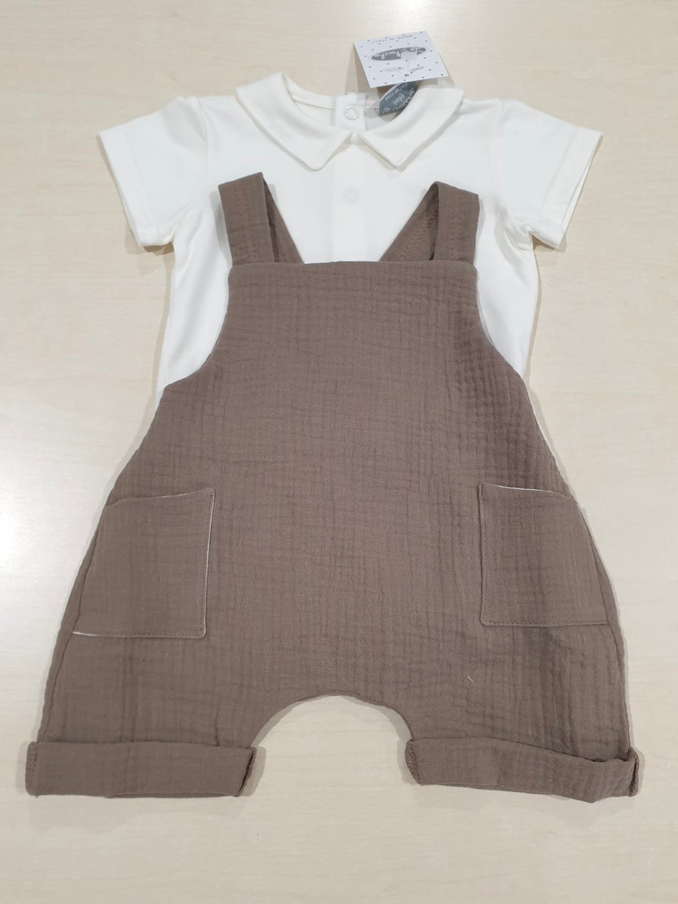 Salopette con polo in cotone