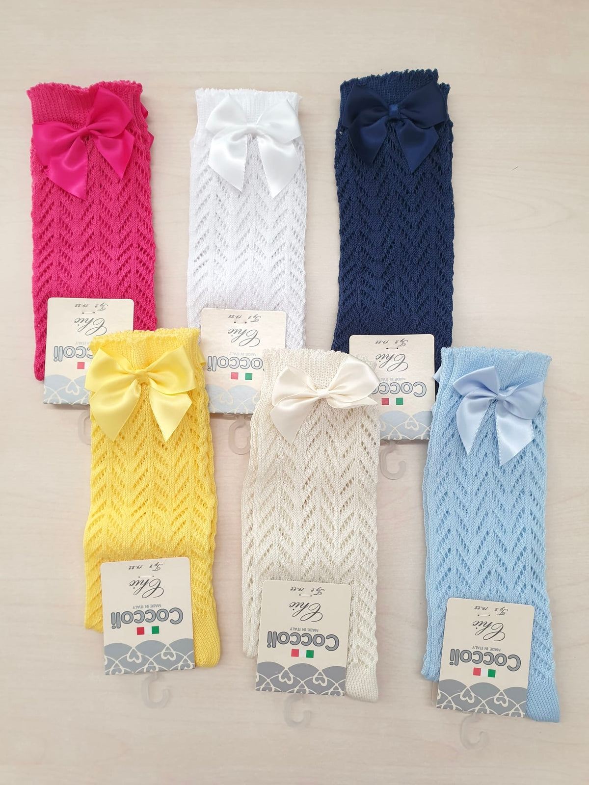 Set di calze lunghe traforate con fiocco