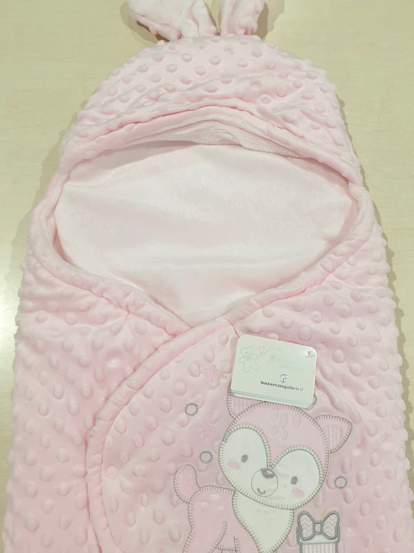 Baby sacco con orecchie in ciniglia ricamata