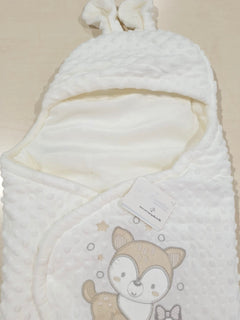 Baby sacco con orecchie in ciniglia ricamata