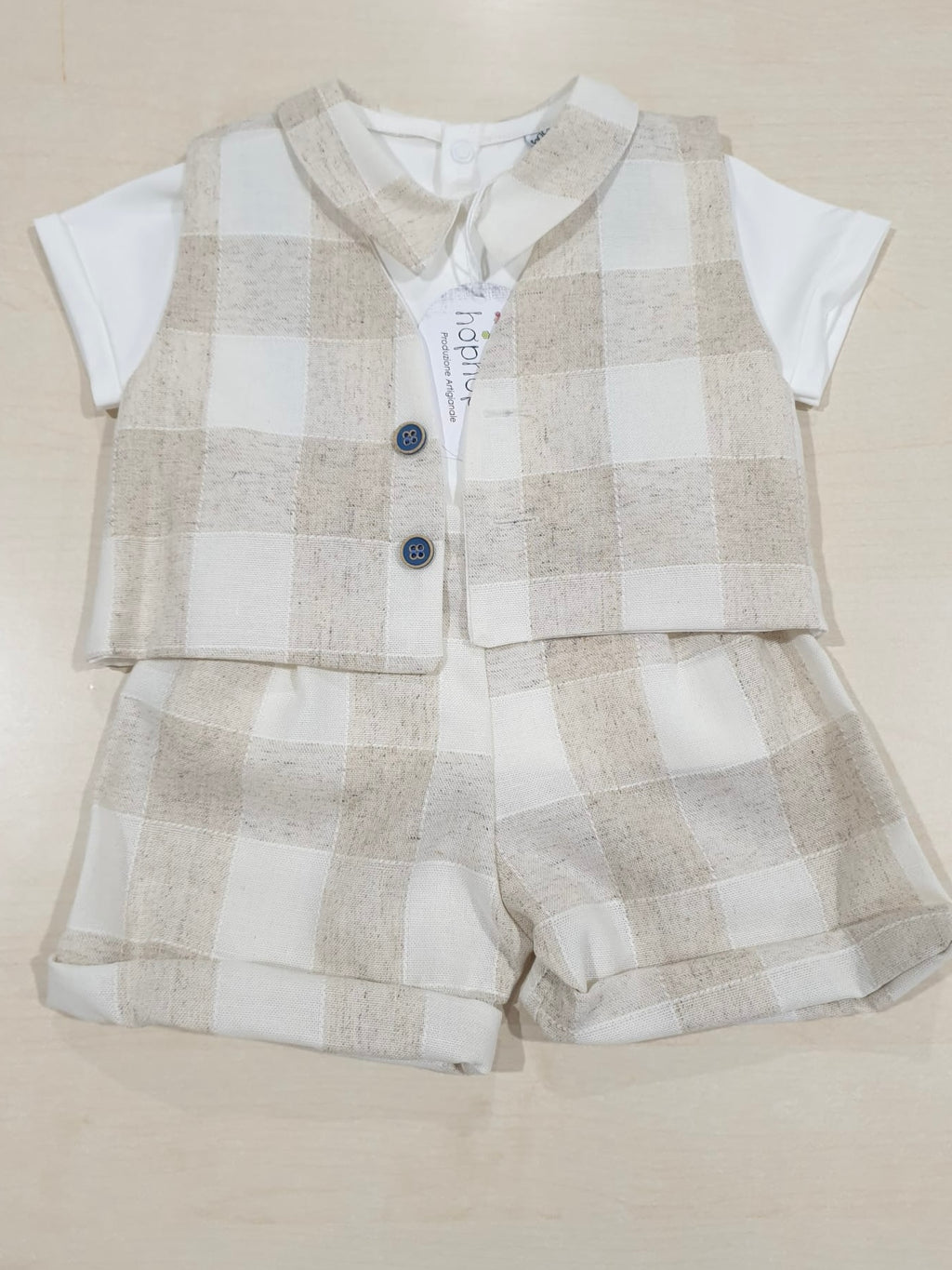 Salopette con gilet in cotone tema Lino