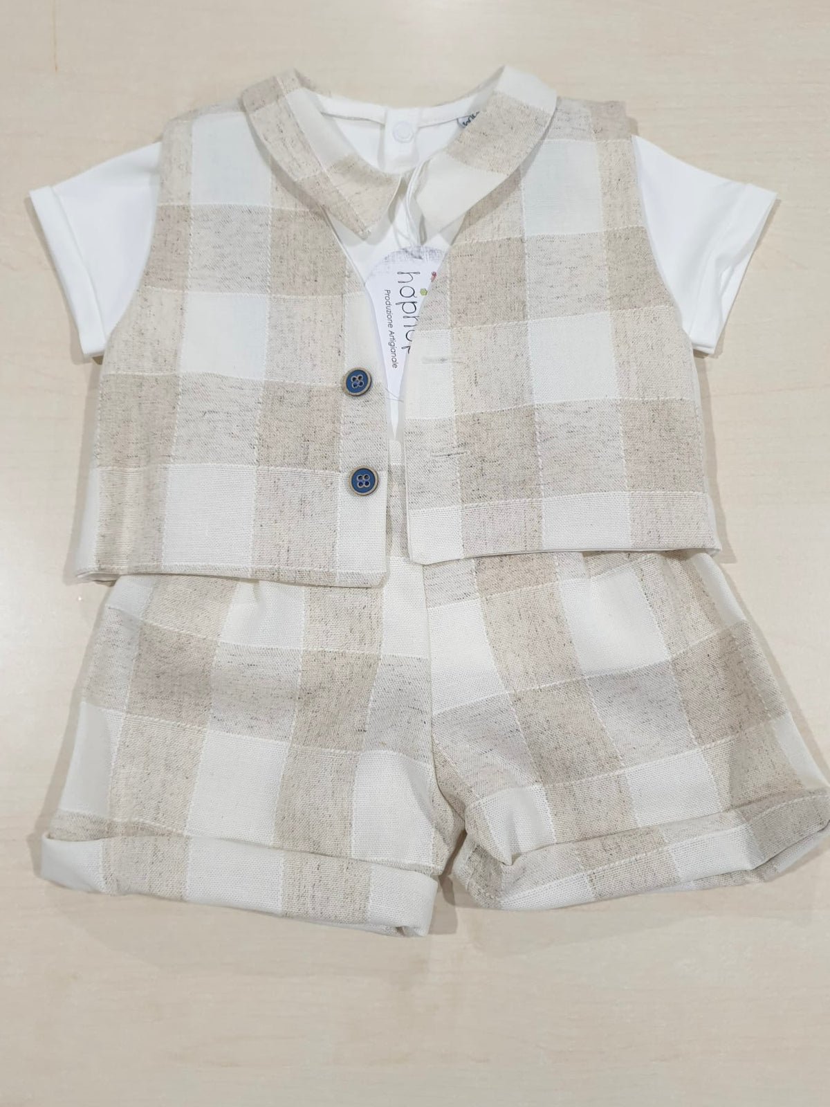Salopette con gilet in cotone tema Lino