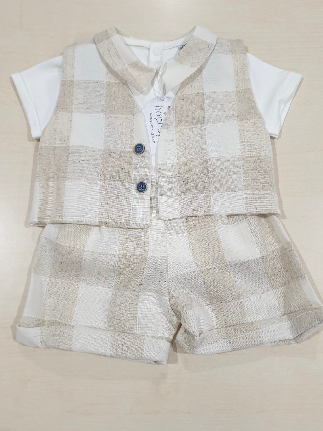 Salopette con gilet in cotone tema Lino