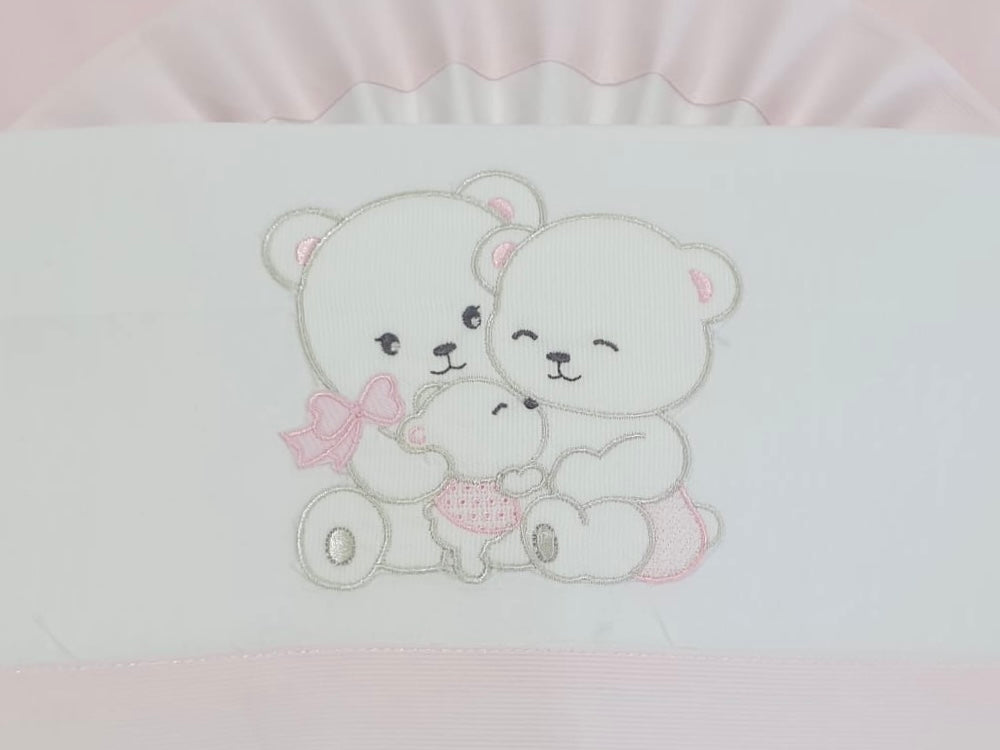 Lenzuolino da lettino ricamato teneri orsetti