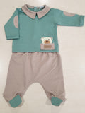 Completino due pezzi in cotone tema Dino