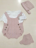 Pagliaccetto cappellino e scarpine neonata