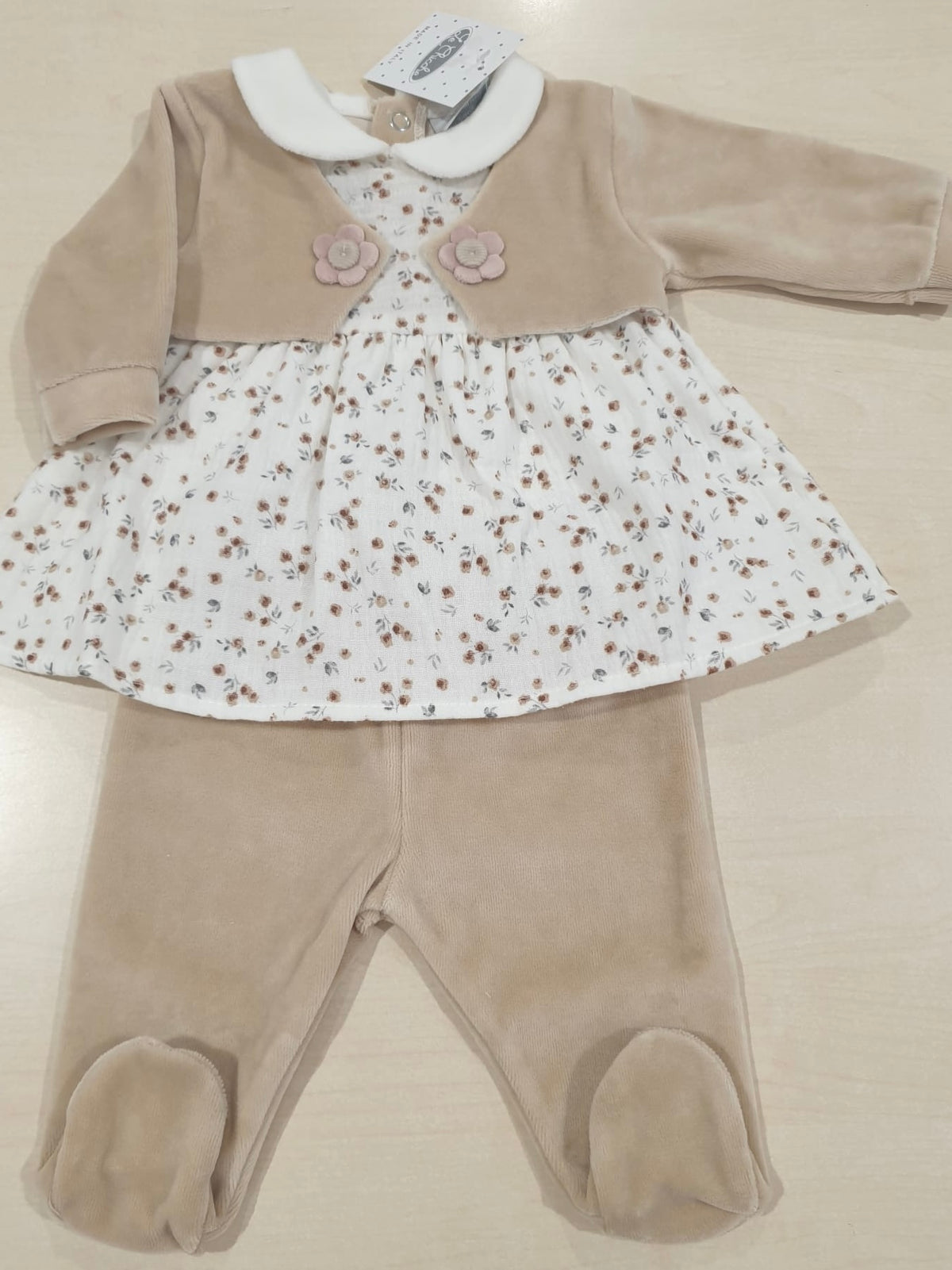 Completino due pezzi in ciniglia neonata
