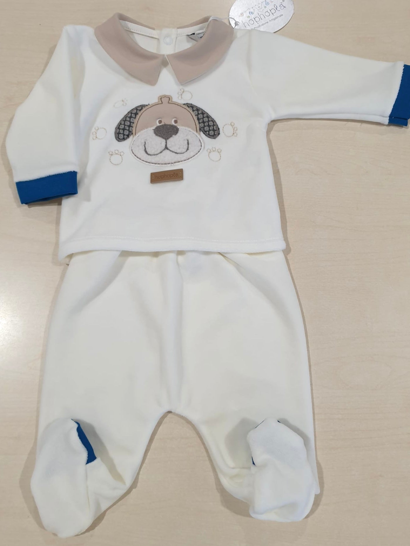 Completino due pezzi in ciniglia tema Thiago