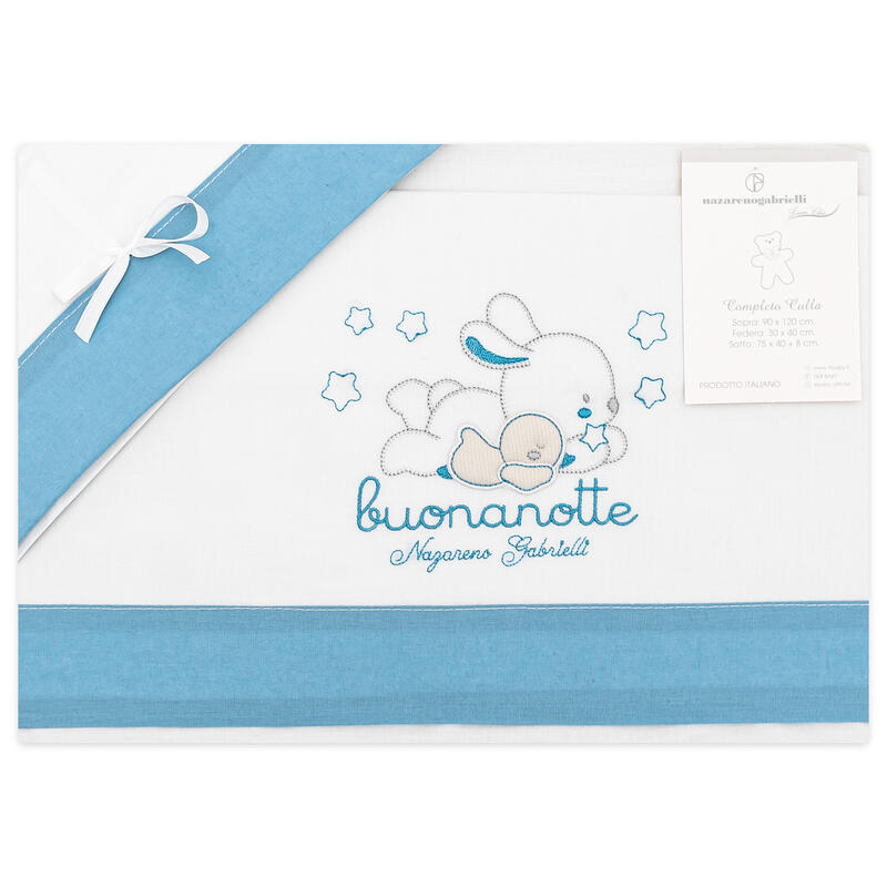 Set lenzuola culla ricamo coniglietto