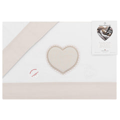 Set lenzuola culla con cuore ricamato