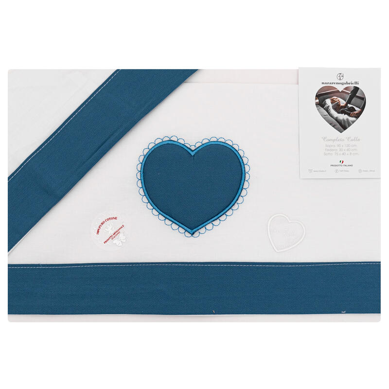 Set lenzuola culla con cuore ricamato