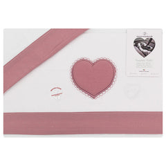 Set lenzuola culla con cuore ricamato