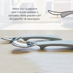 Set posate bimbi in acciaio con impugnatura in silicone - KiddieKit 8472 Nuvita