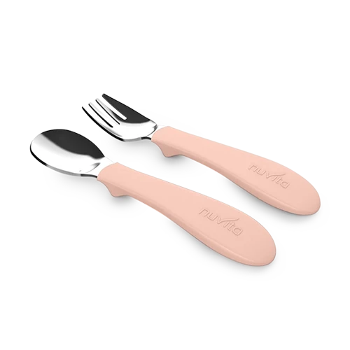 Set posate bimbi in acciaio con impugnatura in silicone - KiddieKit 8472 Nuvita