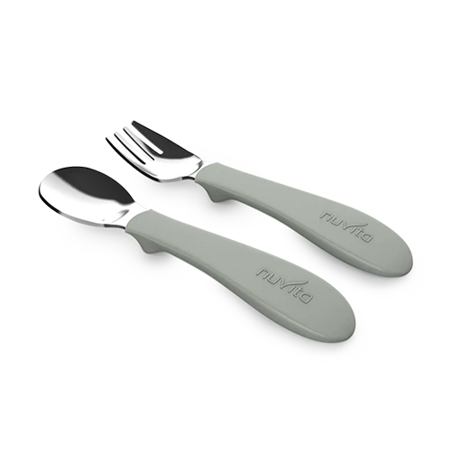 Set posate bimbi in acciaio con impugnatura in silicone - KiddieKit 8472 Nuvita