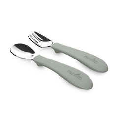 Set posate bimbi in acciaio con impugnatura in silicone - KiddieKit 8472 Nuvita