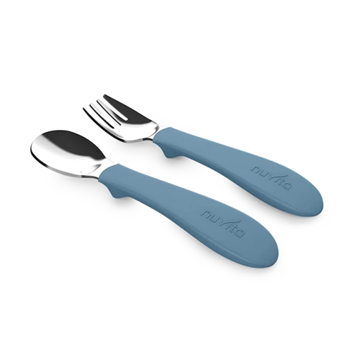 Set posate bimbi in acciaio con impugnatura in silicone - KiddieKit 8472 Nuvita