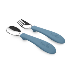 Set posate bimbi in acciaio con impugnatura in silicone - KiddieKit 8472 Nuvita