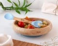 Set stoviglie in bambù e silicone azzurro con cucchiaio/forchetta Kiokids
