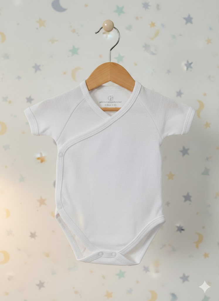 Body a manica corta con apertura laterale in cotone bianco–6 pezzi