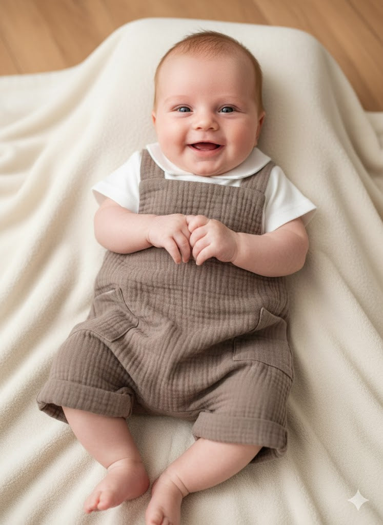Salopette con polo in cotone