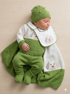 Coordinato in filo verde