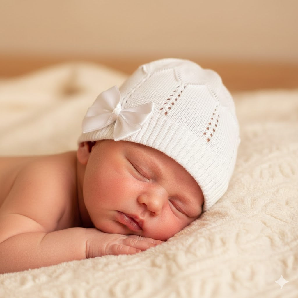 Cappellino con fiocco laterale