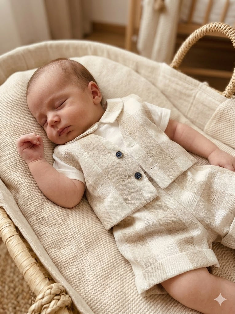 Salopette con gilet in cotone tema Lino