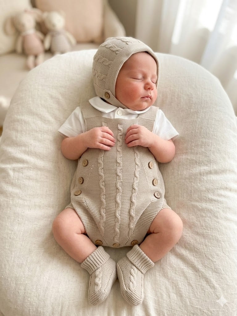 Pagliaccetto con cappellino e scarpine