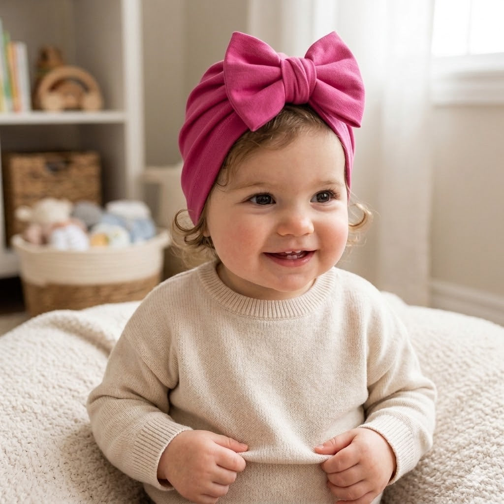 Cappellino a turbante in maglia neonata