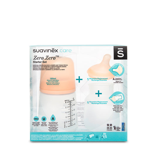 Kit biberon speciale allattamento ZERØ.ZERØTM 180ml Suavinex
